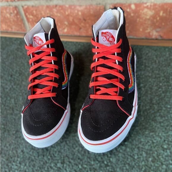 Vans SK8-Hi Zip Chenille Rainbow Kids Size 3.5 - Picture 2 of 14